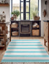 Tassel Trail Collection Area Rug - Pathway (Turquoise and Ivory)