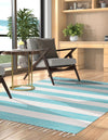 Tassel Trail Collection Area Rug - Pathway (Turquoise and Ivory) Rectangle Turquoise and Ivory  lifestyle 9