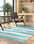 Tassel Trail Collection Area Rug - Pathway (Turquoise and Ivory)