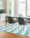 Tassel Trail Collection Area Rug - Pathway (Turquoise and Ivory) Rectangle Turquoise and Ivory  lifestyle 10