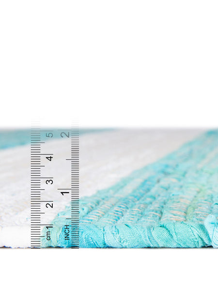 Tassel Trail Collection Area Rug - Pathway (Turquoise and Ivory)