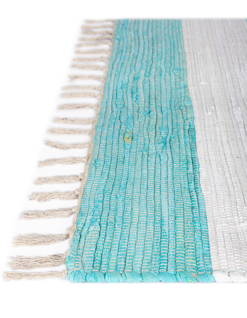 Tassel Trail Collection Area Rug - Pathway (Turquoise and Ivory) Rectangle Turquoise and Ivory  lifestyle 14