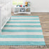 Tassel Trail Collection Area Rug - Pathway (Turquoise and Ivory)