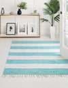 Tassel Trail Collection Area Rug - Pathway (Turquoise and Ivory) Square Turquoise and Ivory  lifestyle 27