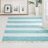 Tassel Trail Collection Area Rug - Pathway (Turquoise and Ivory)