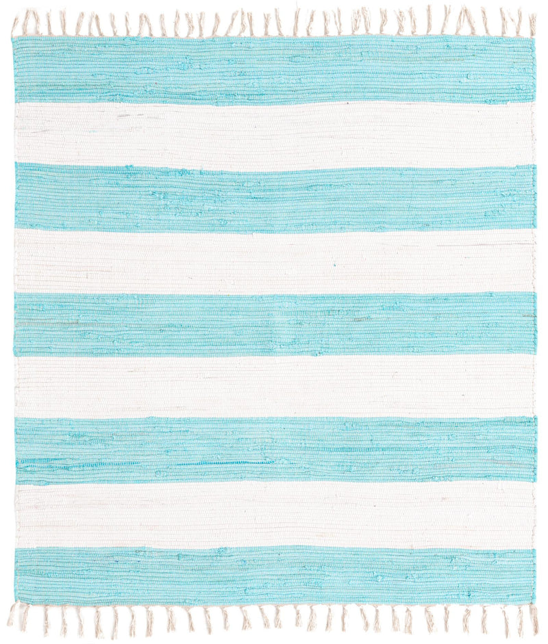 Tassel Trail Collection Area Rug - Pathway (Turquoise and Ivory) Square Turquoise and Ivory  lifestyle 25