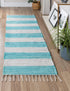 Tassel Trail Collection Area Rug - Pathway (Turquoise and Ivory)