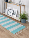 Tassel Trail Collection Area Rug - Pathway (Turquoise and Ivory) Runner Turquoise and Ivory  lifestyle 28