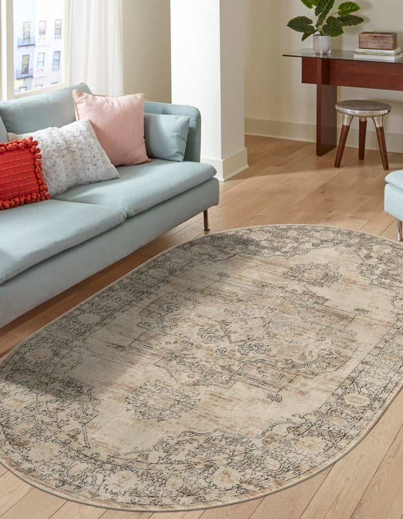 Cascade Range Collection Area Rug -  Baker Oval Ivory  lifestyle 0