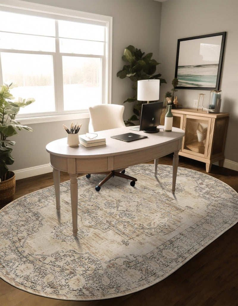 Cascade Range Collection Area Rug -  Baker Oval Ivory  lifestyle 103