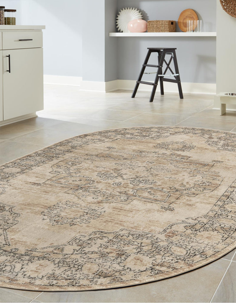 Cascade Range Collection Area Rug -  Baker Oval Ivory  lifestyle 121