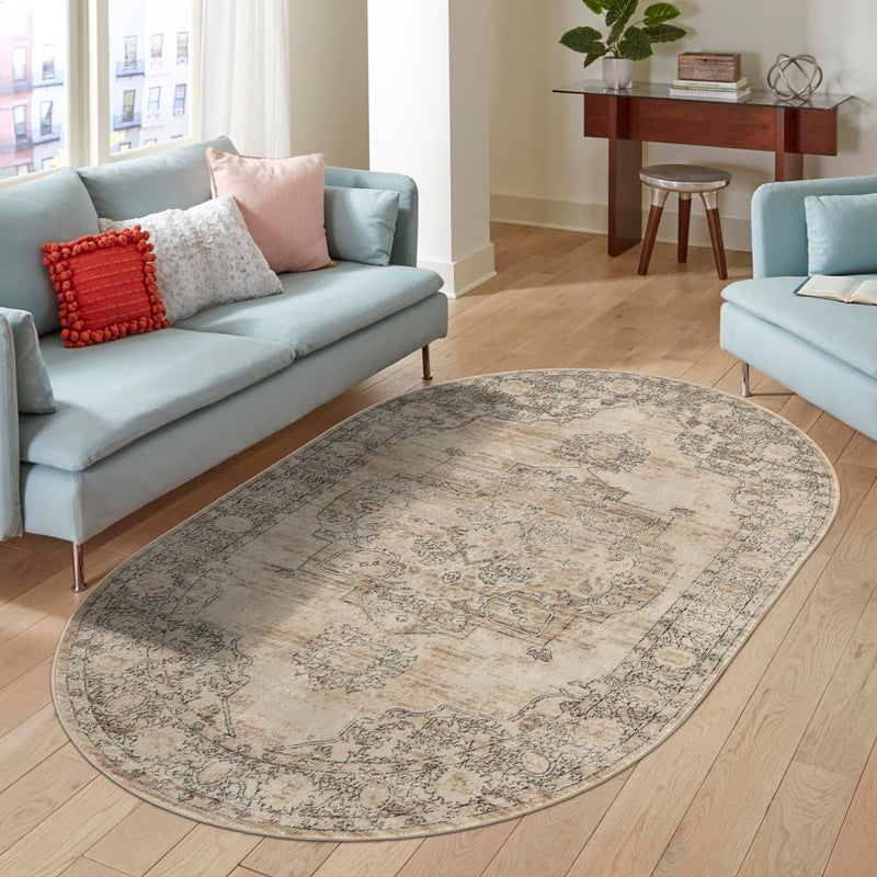 Cascade Range Collection Area Rug -  Baker Oval Ivory  lifestyle 38