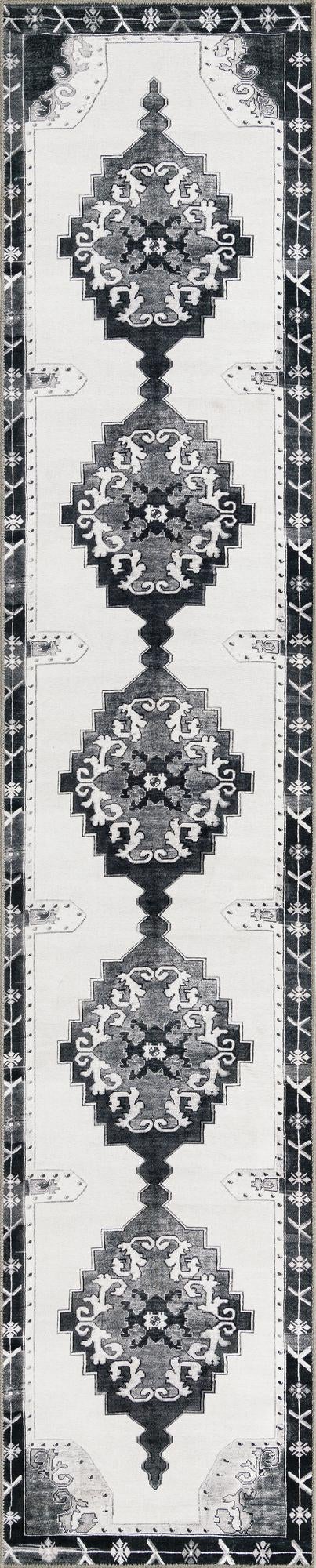 Heritage Elegance Collection Area Rug -  Winterthur (Black and White)