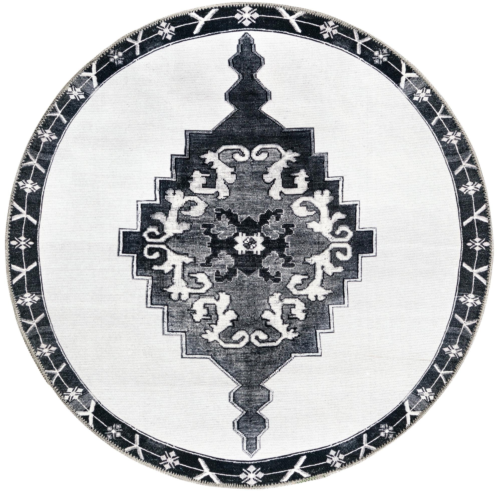 Heritage Elegance Collection Area Rug -  Winterthur (Black and White)