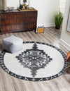 Heritage Elegance Collection Area Rug -  Winterthur (Black and White) Round Black and White  lifestyle 21