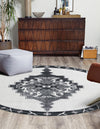 Heritage Elegance Collection Area Rug -  Winterthur (Black and White) Round Black and White  lifestyle 25