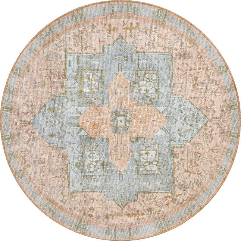 Heritage Elegance Collection Area Rug -  Windsor (Light Brown) Round Light Brown  lifestyle 18