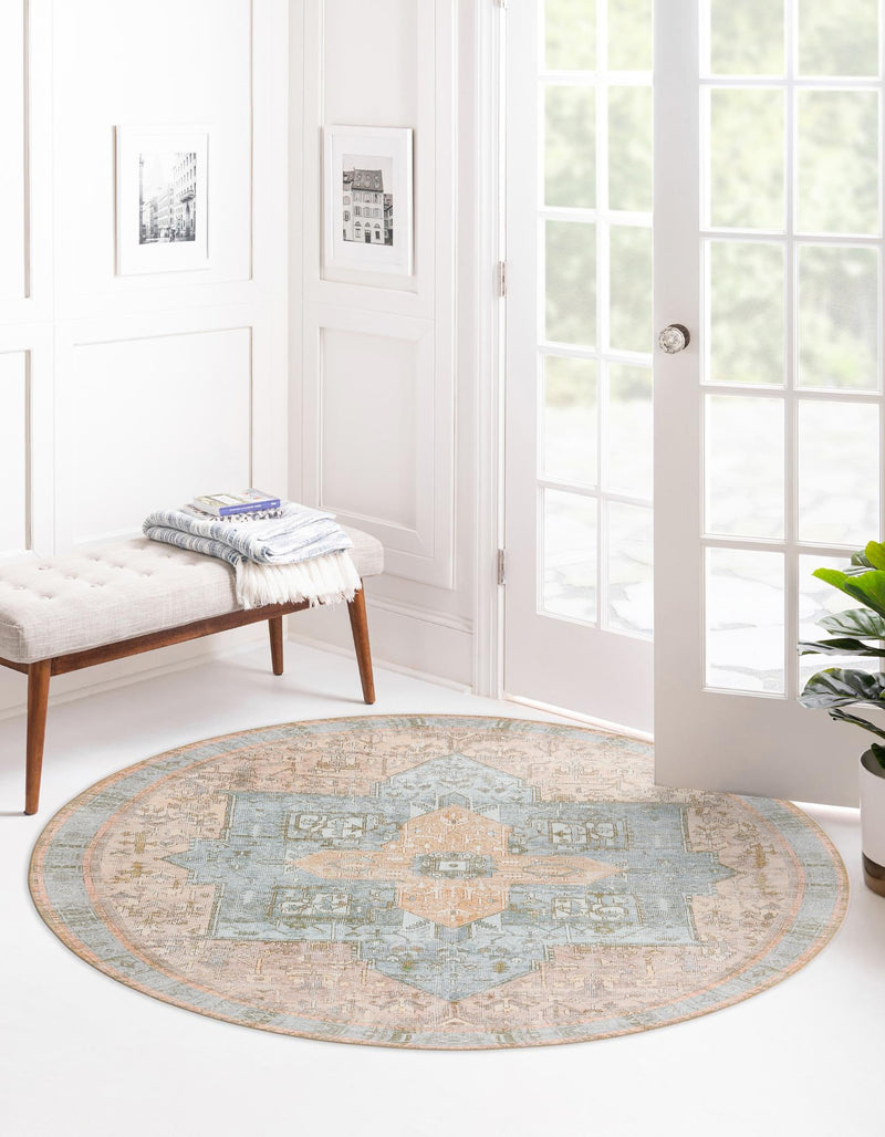 Heritage Elegance Collection Area Rug -  Windsor (Light Brown) Round Light Brown  lifestyle 26