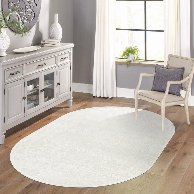 Bloomsbury Elegance Collection Area Rug -  Notting Oval Ivory  lifestyle 35