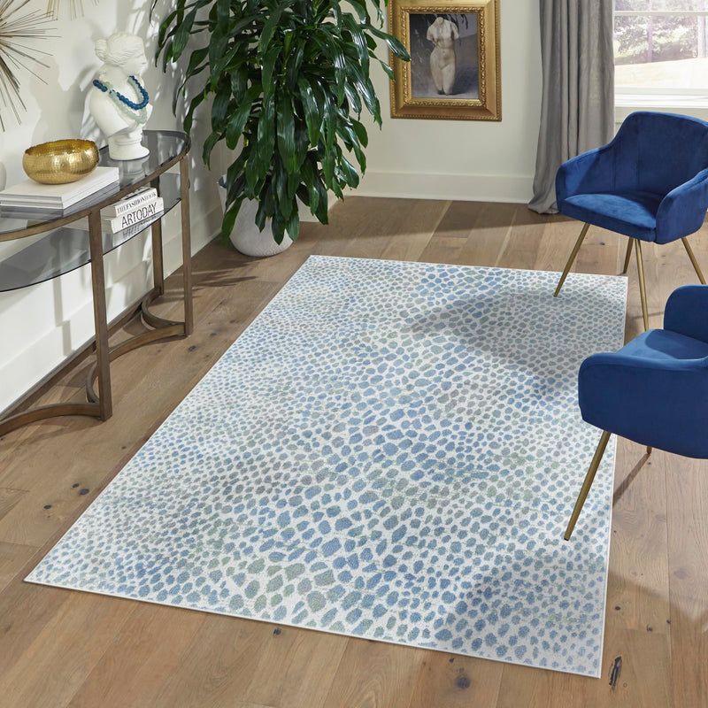 Aegean Elegance Washables Collection Area Rug -  Mykonos Rectangle Ivory Blue  lifestyle 40