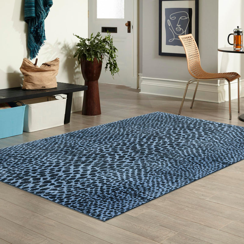 Aegean Elegance Washables Collection Area Rug -  Mykonos Rectangle Navy Blue  lifestyle 45