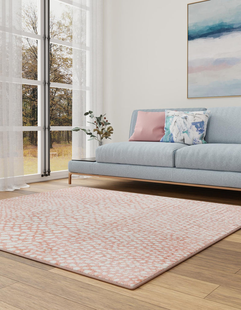 Aegean Elegance Washables Collection Area Rug -  Mykonos Square Rose Pink  lifestyle 68