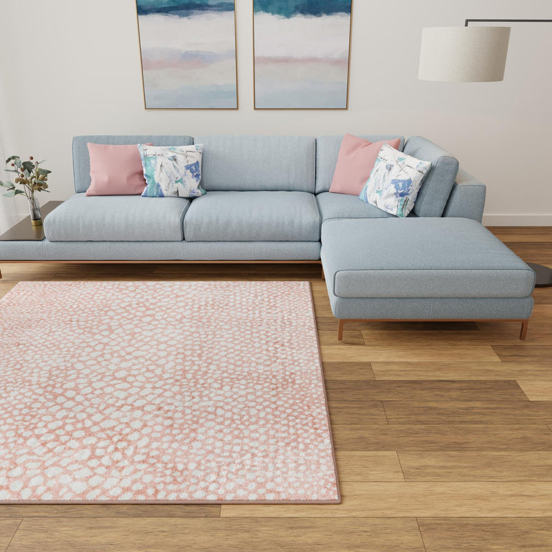 Aegean Elegance Washables Collection Area Rug -  Mykonos Square Rose Pink  lifestyle 100