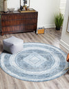 Aegean Elegance Washables Collection Area Rug -  Delos Round Navy Blue  lifestyle 37