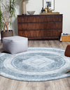 Aegean Elegance Washables Collection Area Rug -  Delos Round Navy Blue  lifestyle 43