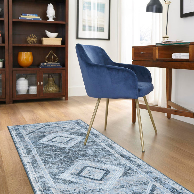 Aegean Elegance Washables Collection Area Rug -  Delos Runner Navy Blue  lifestyle 119