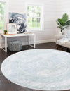 Aegean Elegance Washables Collection Area Rug -  Delos Round Gray Green  lifestyle 47