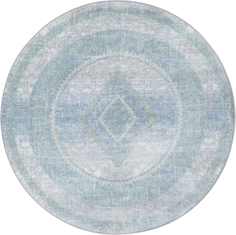 Aegean Elegance Washables Collection Area Rug -  Delos Round Gray Green  lifestyle 35