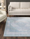 Aegean Elegance Washables Collection Area Rug -  Delos Square Gray Green  lifestyle 50