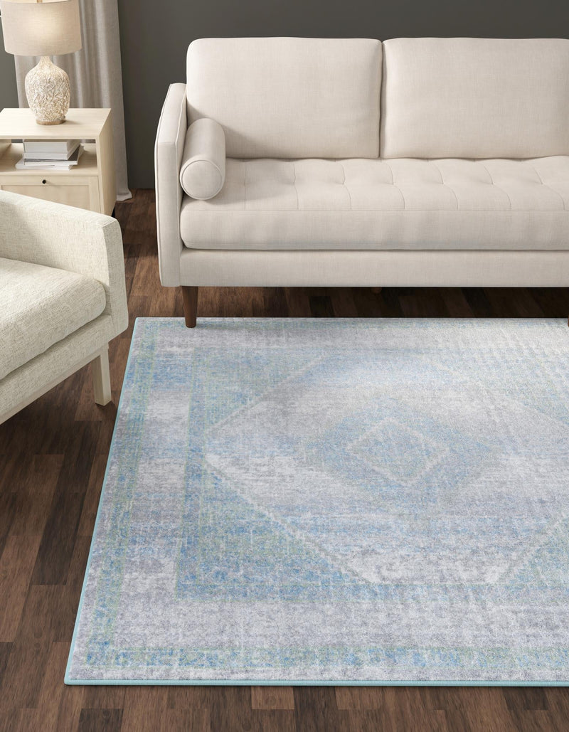 Aegean Elegance Washables Collection Area Rug -  Delos Square Gray Green  lifestyle 50