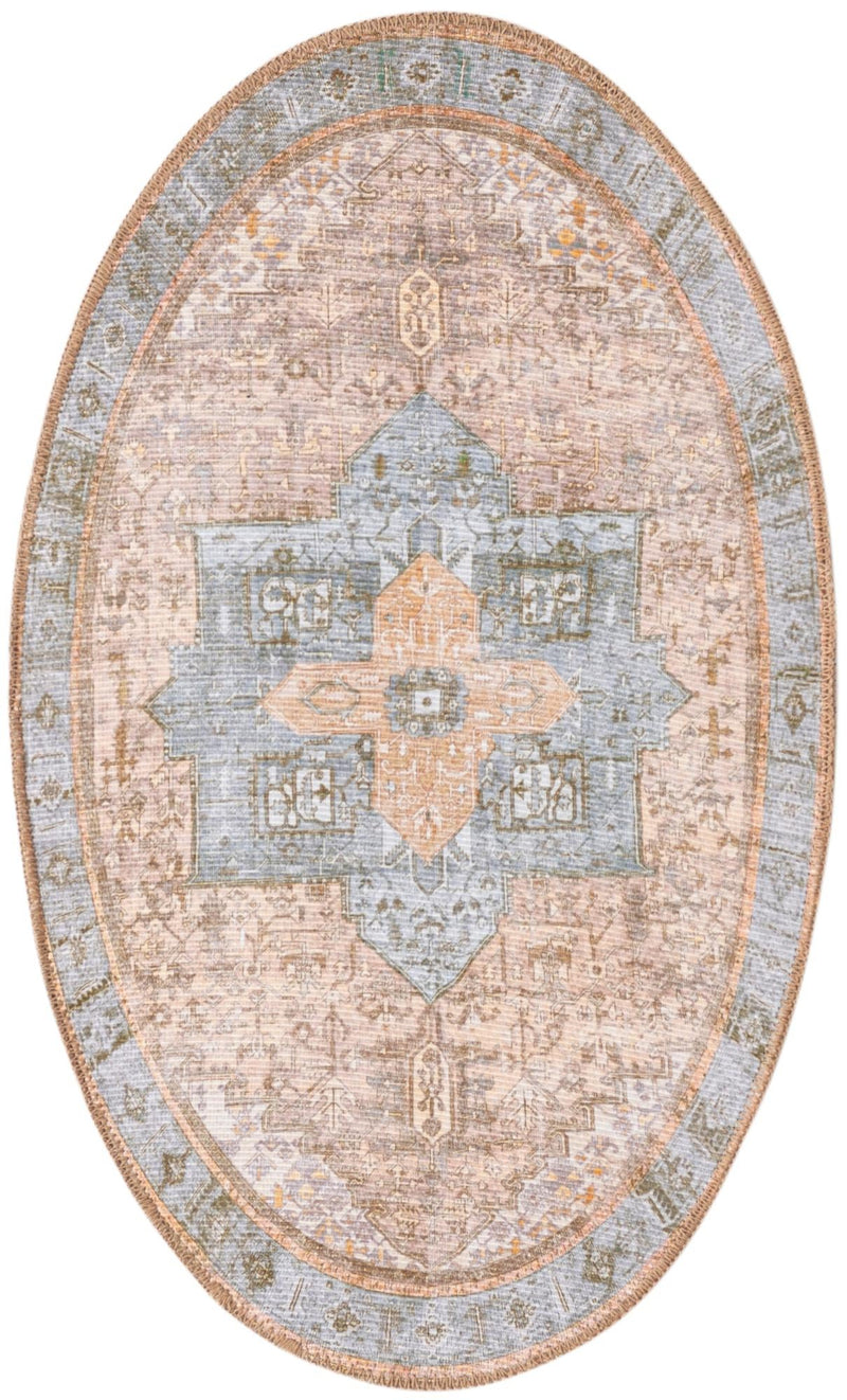 Heritage Elegance Collection Area Rug -  Windsor (Light Brown) Oval Light Brown  lifestyle 16