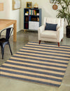 Woven Seaside Jute Collection Area Rug - Nantucket Rectangle Navy Ivory Main