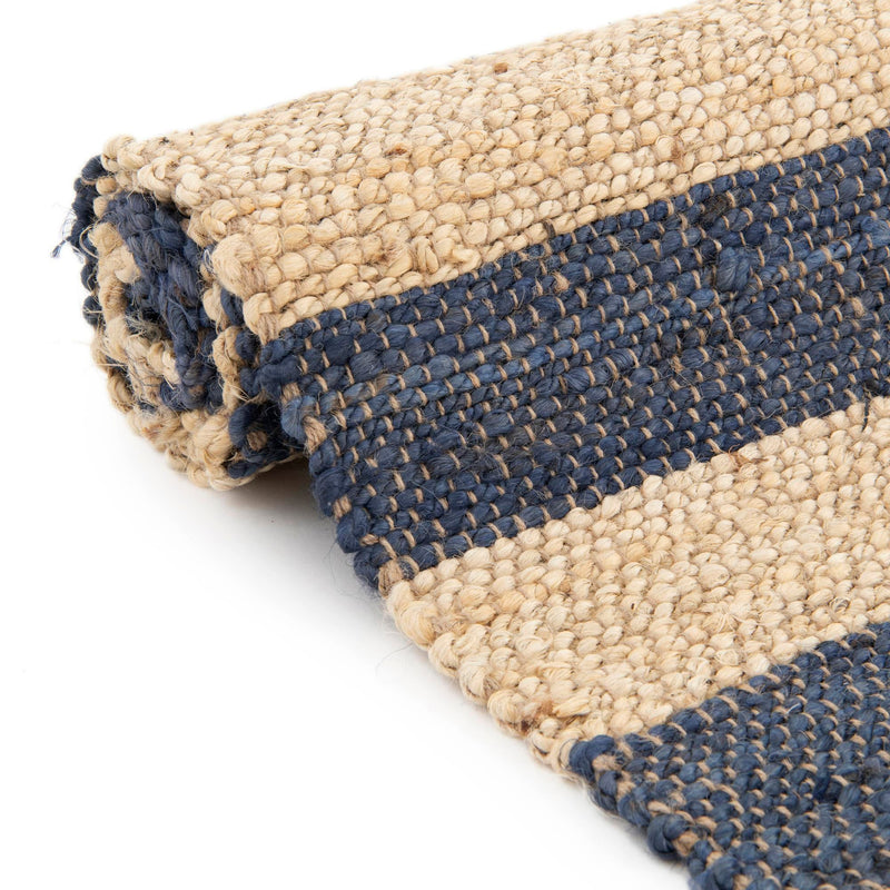 Woven Seaside Jute Collection Area Rug - Nantucket Runner Navy Ivory  lifestyle 100