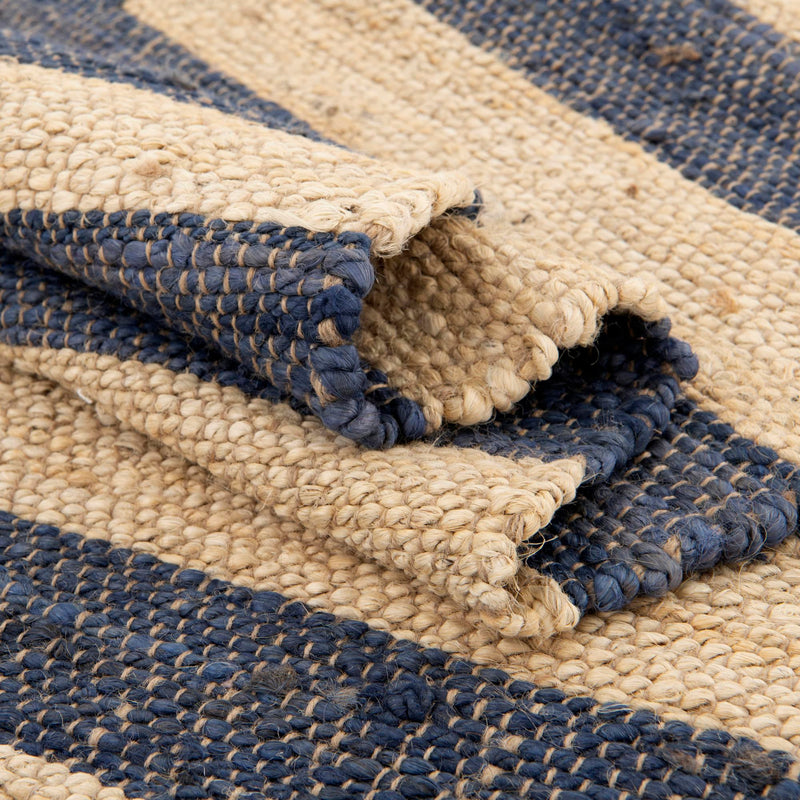 Woven Seaside Jute Collection Area Rug - Nantucket Runner Navy Ivory  lifestyle 103