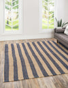 Woven Seaside Jute Collection Area Rug - Nantucket Square Navy Ivory  lifestyle 40