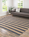 Woven Seaside Jute Collection Area Rug - Nantucket Square Navy Ivory  lifestyle 47