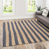 Woven Seaside Jute Collection Area Rug - Nantucket Square Navy Ivory  lifestyle 110