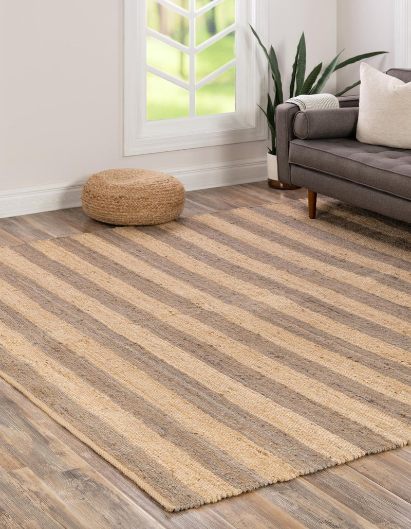 Woven Seaside Jute Collection Area Rug - Nantucket Square Gray Ivory  lifestyle 49