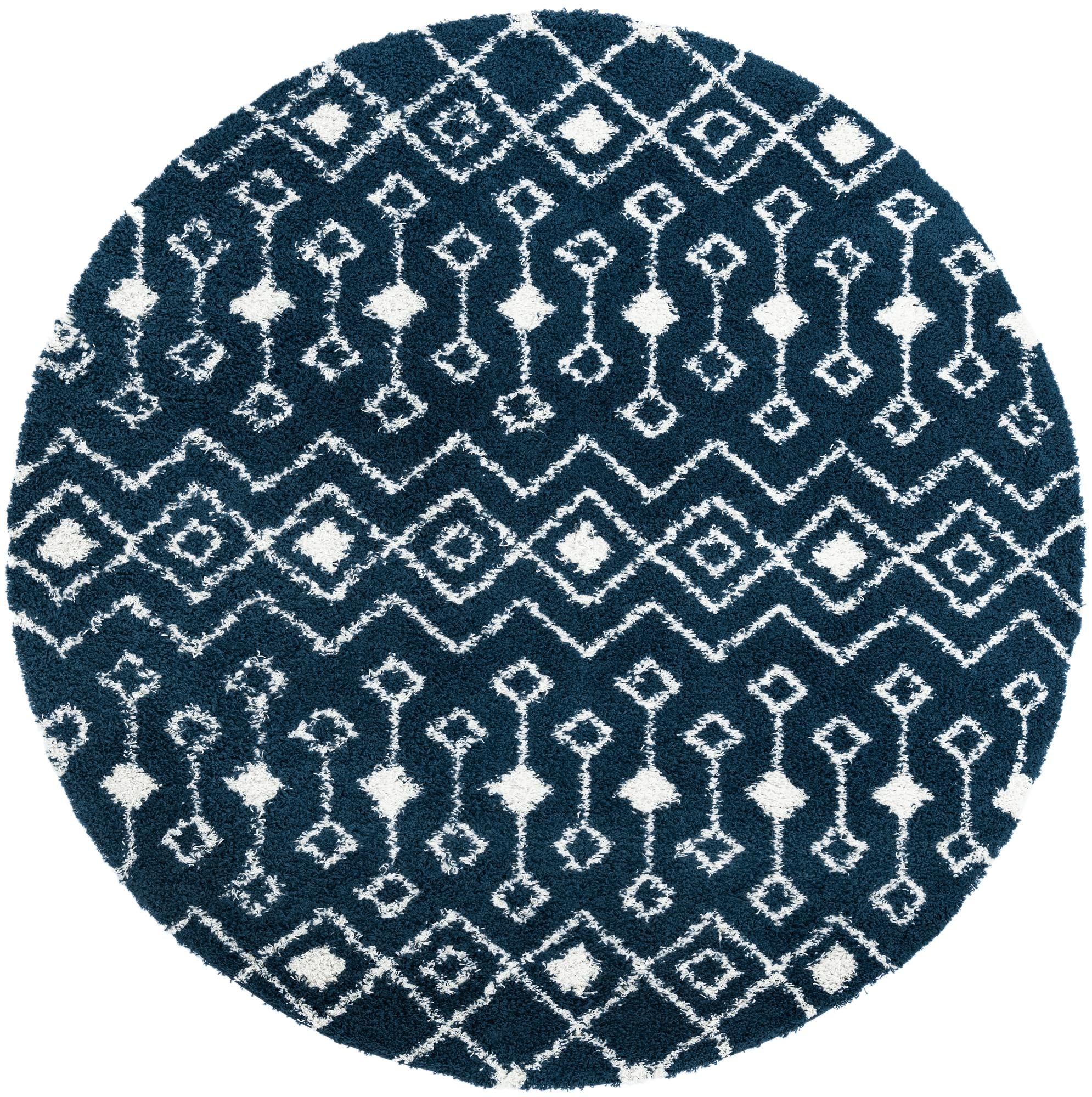 Berber Lattice Shag Collection Area Rug - Atlas (Navy Blue)