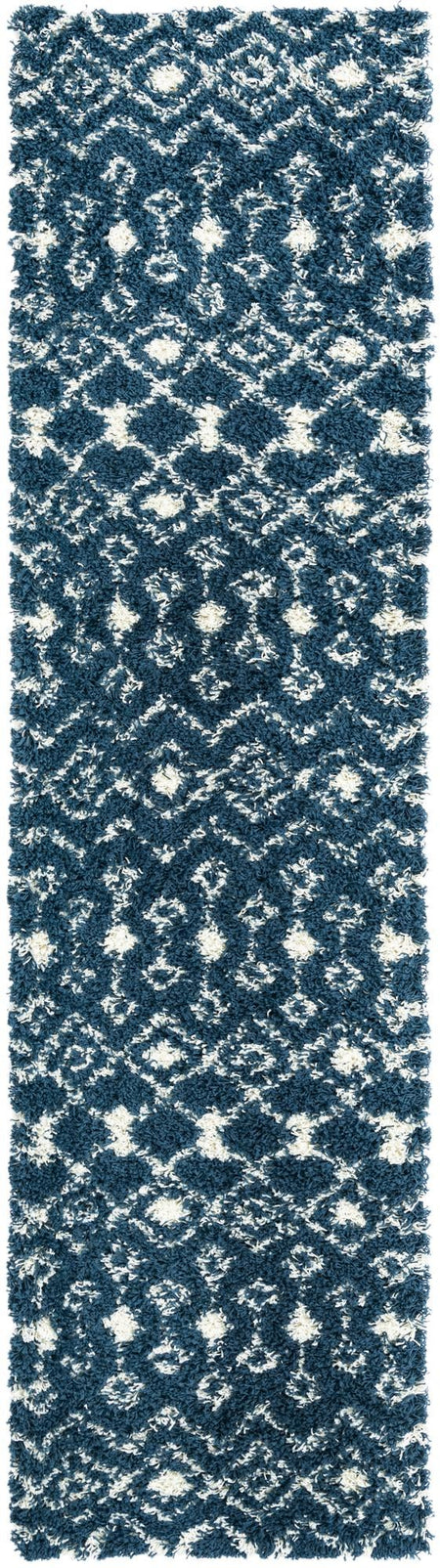 Berber Lattice Shag Collection Area Rug - Atlas (Navy Blue)