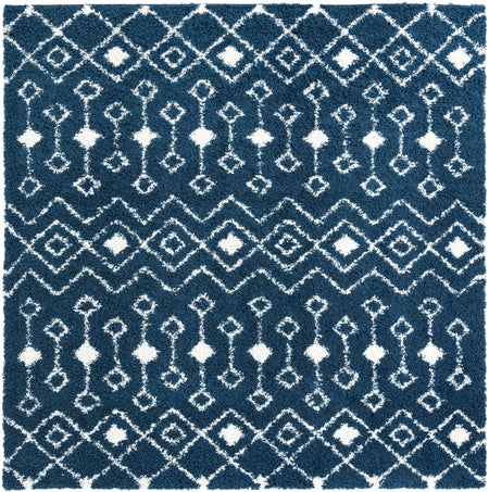 Berber Lattice Shag Collection Area Rug - Atlas (Navy Blue)