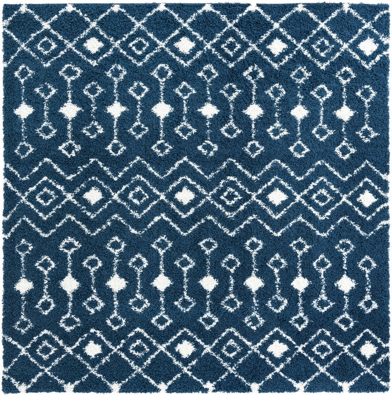 Berber Lattice Shag Collection Area Rug - Atlas (Navy Blue) Square Navy Blue Main