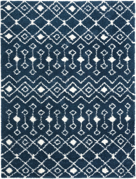 Berber Lattice Shag Collection Area Rug - Atlas (Navy Blue)