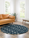 Berber Lattice Shag Collection Area Rug - Atlas (Navy Blue) Round Navy Blue  lifestyle 3