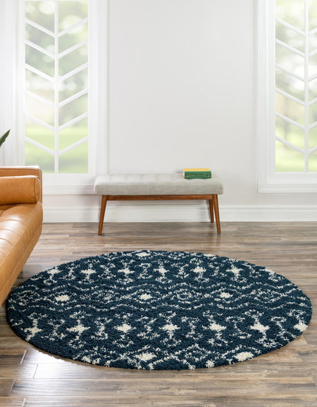 Berber Lattice Shag Collection Area Rug - Atlas (Navy Blue)