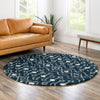 Berber Lattice Shag Collection Area Rug - Atlas (Navy Blue) Round Navy Blue  lifestyle 19